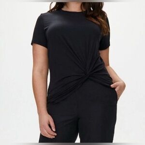 Aritzia The Group Babaton Foundation Knot T-Shirt Black Small Short Sleeve Cute